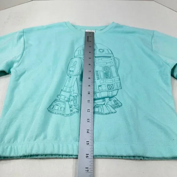 Disney Star Wars Youth Size Large 10-12 Sweatshirt R2-D2 Graphic Green NWOT - Picture 13 of 14